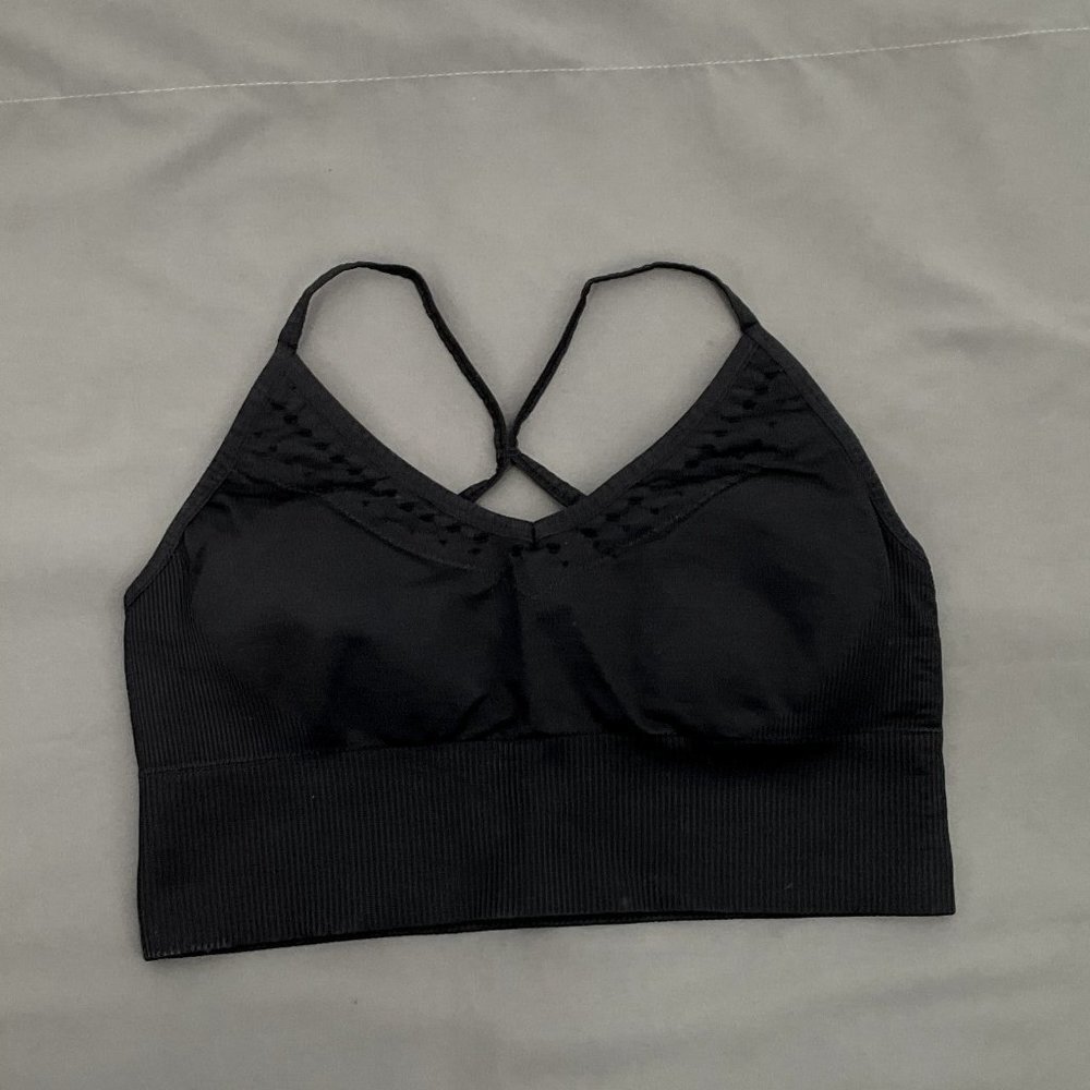 Betsey Johnson Performance Sports Bra Racerback Black Size Medium